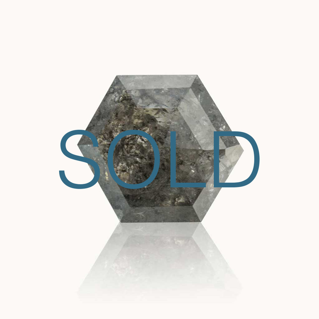 SOLD 1.63 ct. Grey Salt and Pepper Hexagon Diamond