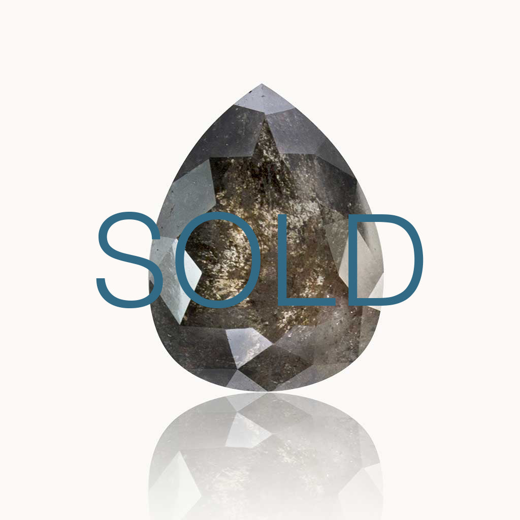 SOLD 1.92 ct. Grey Salt and Pepper Pear Diamond